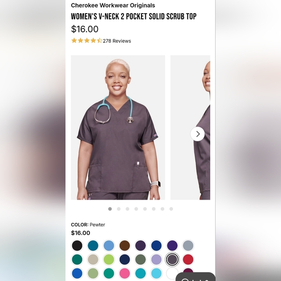 NWT Cherokee Workwear Women's V-Neck Scrub Tops (See Description for Size/Color) - Picture 6 of 13